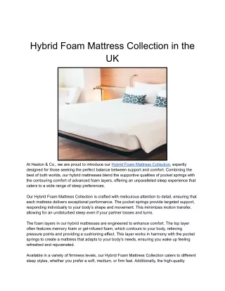 Hybrid Foam Mattress Collection in the UK