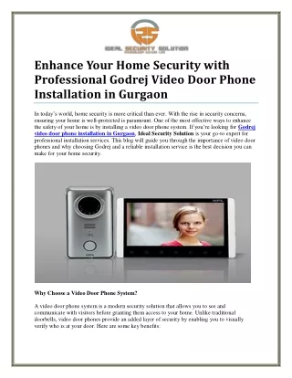 Secure Your Home with Godrej Video Door Phone Installation in Gurgaon