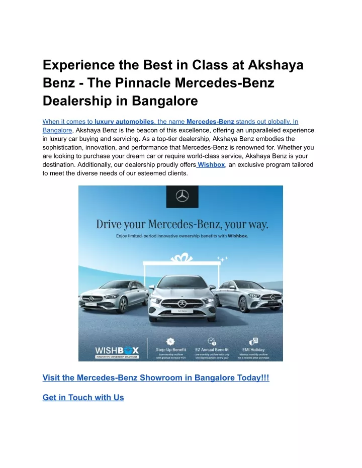 experience the best in class at akshaya benz