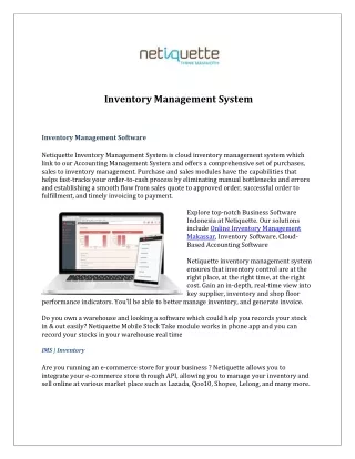 Business Inventory Management System Indonesia | Netiquette.id