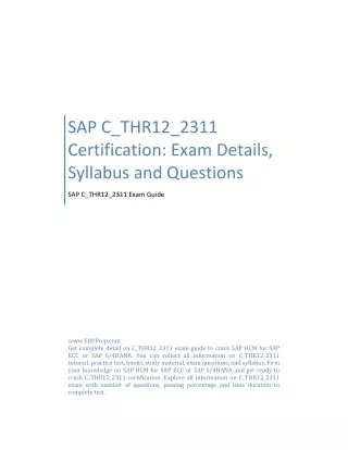 SAP C_THR12_2311 Certification: Exam Details, Syllabus and Questions