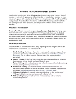 Redefine Your Space with Paint Maestro