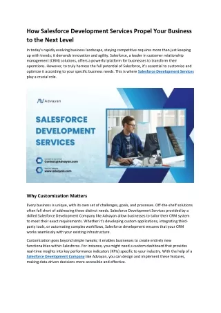 How Salesforce Development Services Propel Your Business to the Next Level