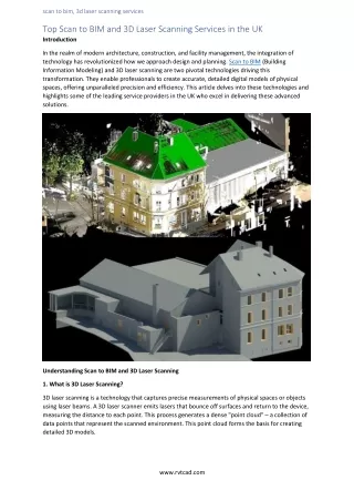 Top Scan to BIM and 3D Laser Scanning Services in the UK