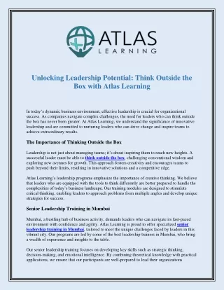 Unlocking Leadership Potential Think Outside the Box with Atlas Learning