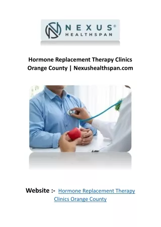 Hormone Replacement Therapy Clinics Orange County Nexushealthspan.com