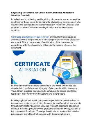 Legalizing Documents for Oman- How Certificate Attestation Services Can Help.docx