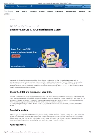 Loan for Low CIBIL | A Comprehensive Guide