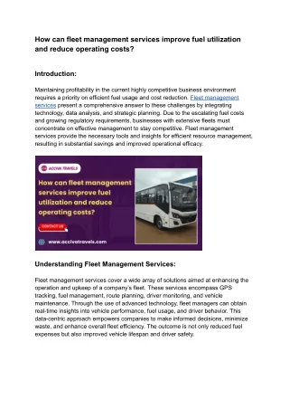 How can fleet management services improve fuel utilization and reduce operating costs_