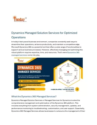 Dynamics Managed Solution Services for Optimized Operations