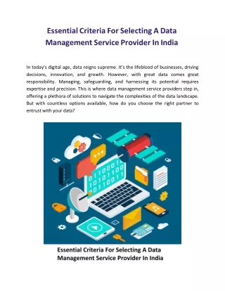 Essential Criteria For Selecting A Data Management Service Provider In India