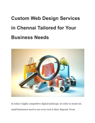 Custom Web Design Services in Chennai Tailored for Your Business Needs