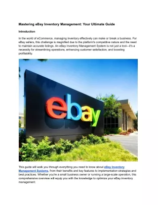 Mastering eBay Inventory Management Your Ultimate Guide