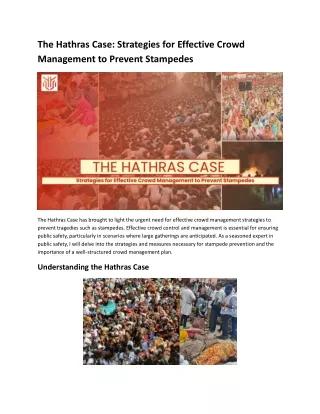 The Hathras Case: Strategies for Effective Crowd Management to Prevent Stampedes