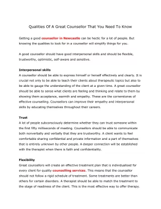 Qualities Of A Great Counsellor That You Need To Know