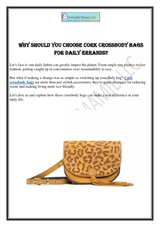 Why Should You Choose Cork Crossbody Bags for Daily Errands?
