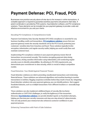 Payment Defense_ PCI, Fraud, POS