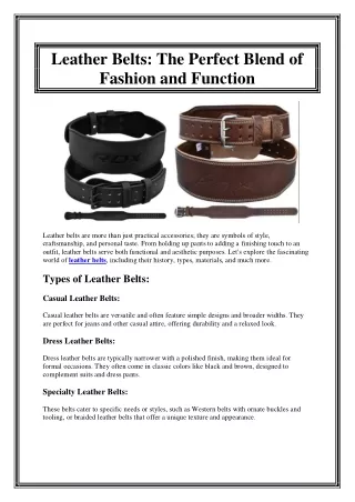 Leather Belts The Perfect Blend of Fashion and Function