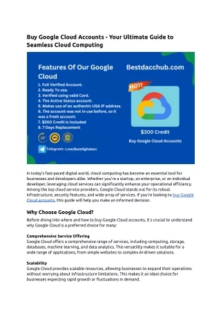 Buy Google Cloud Accounts From Bestdacchub