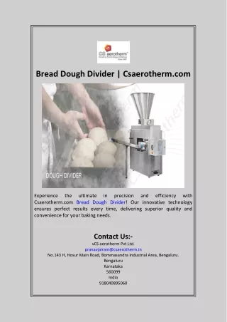 Bread Dough Divider  Csaerotherm.com