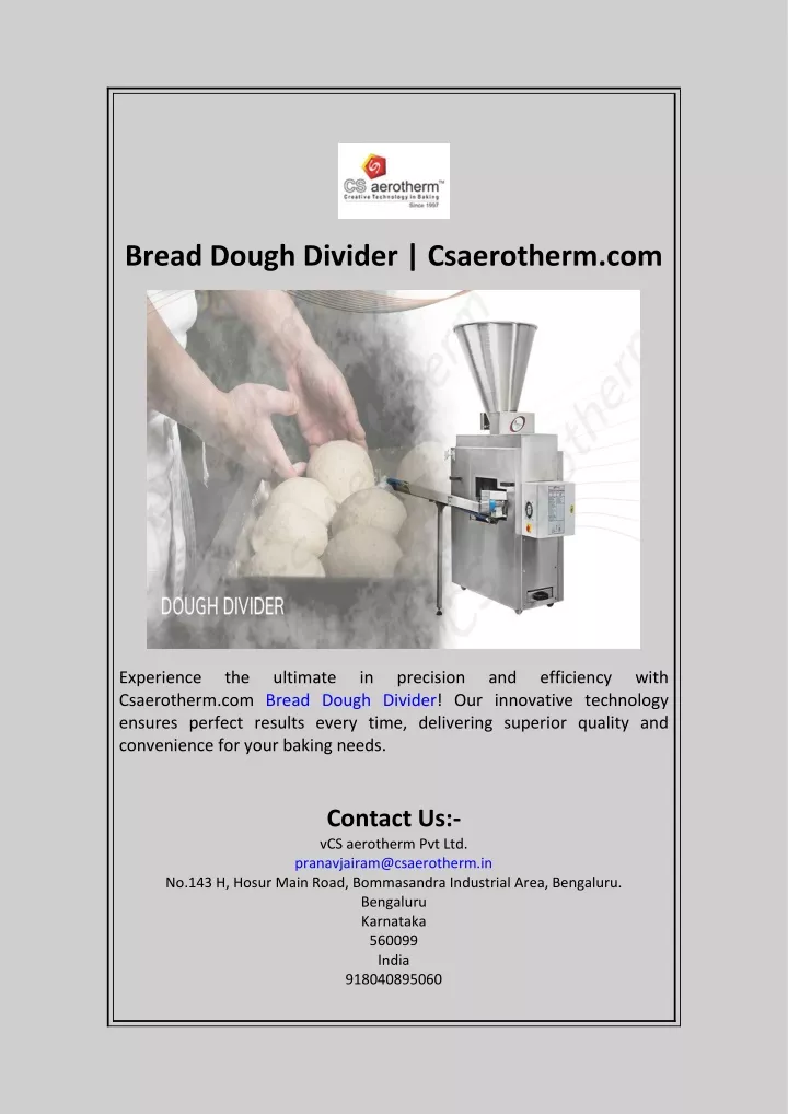 bread dough divider csaerotherm com