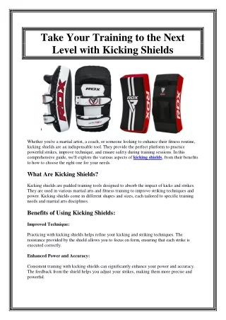 Take Your Training to the Next Level with Kicking Shields