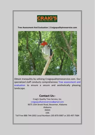 tree assessment and evaluation