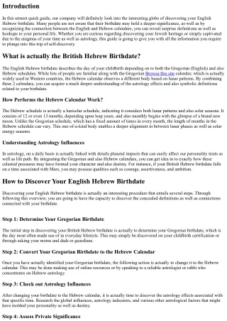 The Ultimate Overview to Uncovering your English Hebrew Birthdate