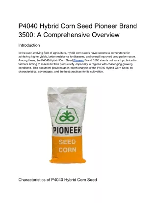 P4040 Hybrid Corn Seed pdf.