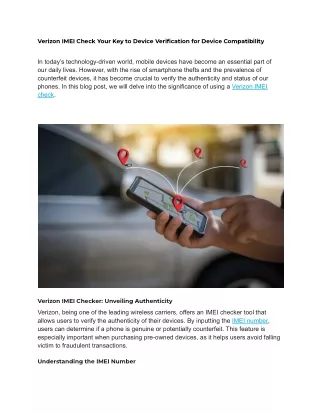 Verizon IMEI Check Your Key to Device Verification for Device Compatibility