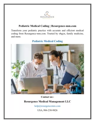 Pediatric Medical Coding  Resurgence-mm