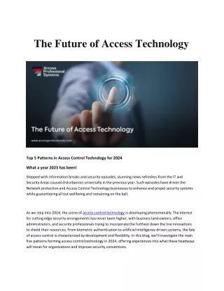 The Future of Access Technology