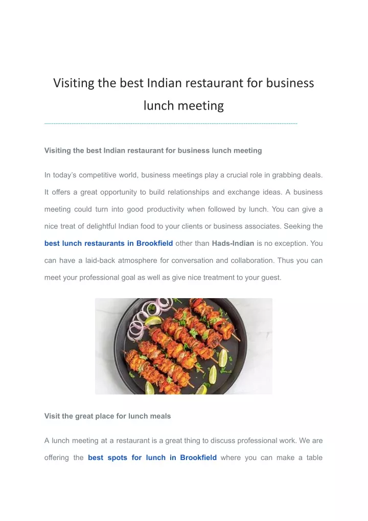 visiting the best indian restaurant for business