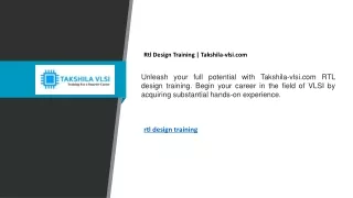rtl design training takshila vlsi com