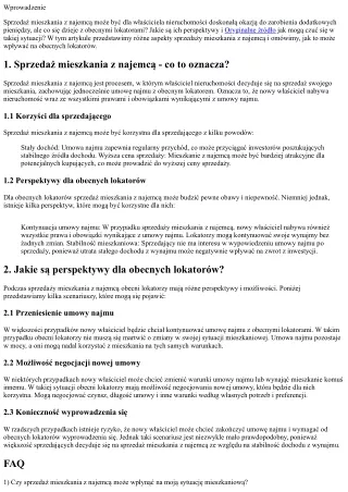 Sprzedaż mieszkania z najemcą - jakie są perspektywy dla obecnych lokatorów?