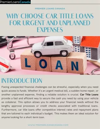 Why Choose Car Title Loans for Urgent and Unplanned Expenses