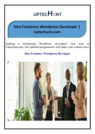 Hire Freelance Wordpress Developer Uptechunt.com