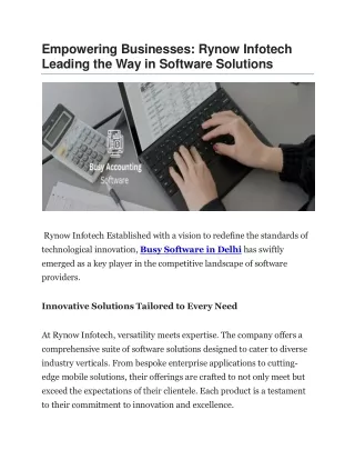 Empowering Businesses Rynow Infotech Leading the Way in Software Solutions