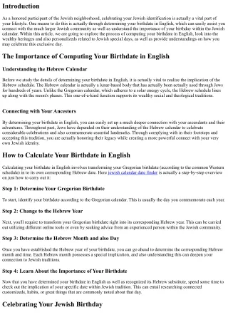 Celebrating Your Jewish Identification: Determining Your Birthdate in English