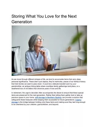 Storing What You Love for the Next Generation