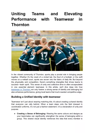 uniting performance thornton