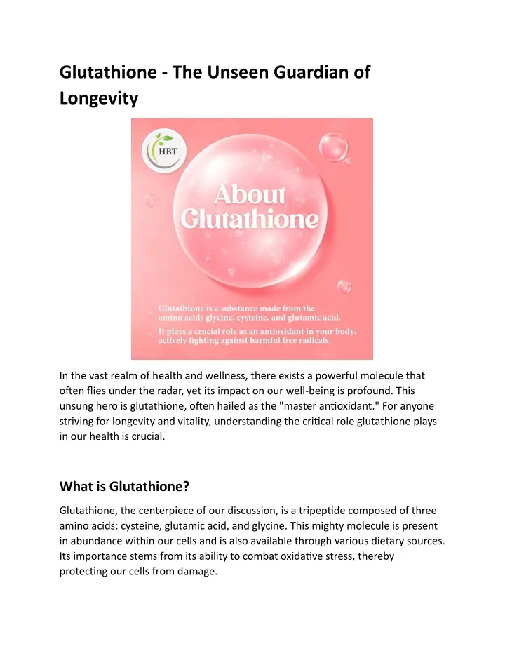 glutathione the unseen guardian of longevity