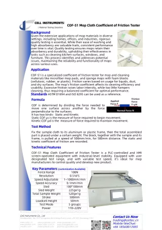 cof cof s1 mop cloth coefficient of friction