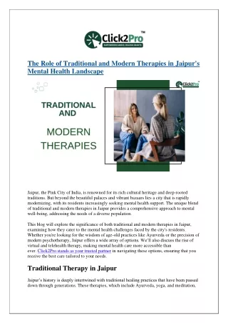 the role of traditional and modern therapies