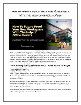 How To Future Proof Your New Workspace With The Help of Office Movers