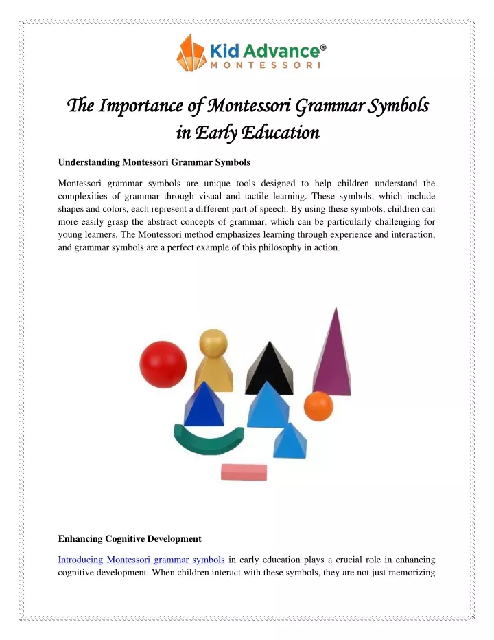 the importance of montessori grammar symbols