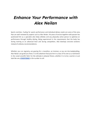 Enhance Your Performance with Alex Neilan