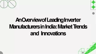 Inverter Manufacturers in India