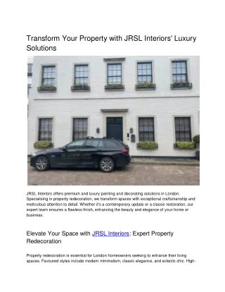 Transform Your Property with JRSL Interiors' Luxury Solutions