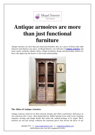 Antique armoires are more than just functional furniture